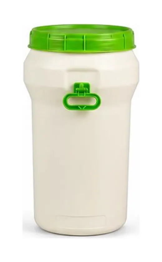 Bote de plástico blanco con tapa verde, clave JC-75-E